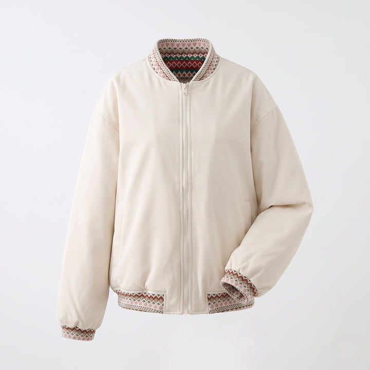 Dam Kort Vadderad Boxig Puffer med Mjuk Microfleece Inner Krage och Dold Dragkedja