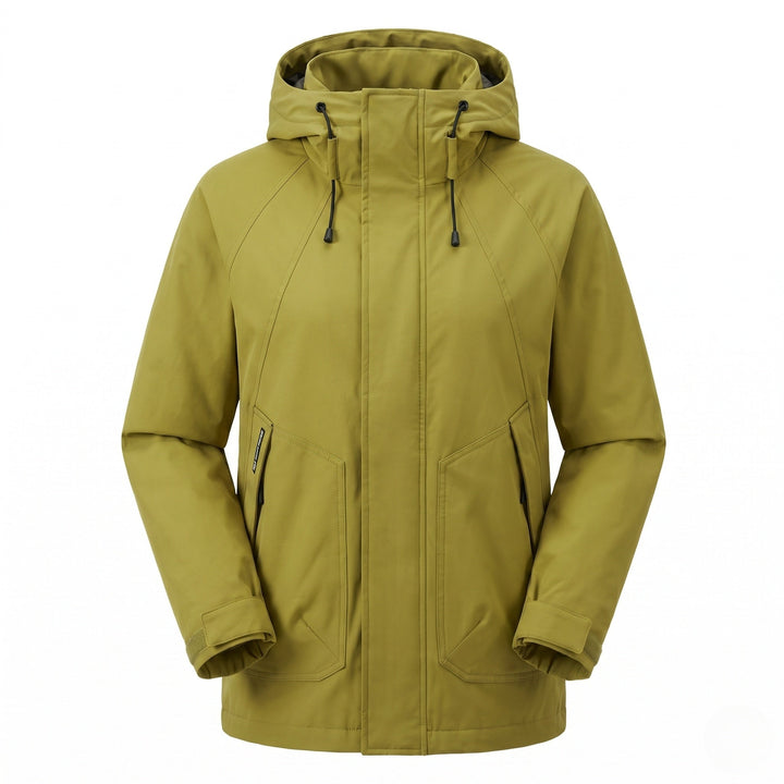 Dam Kort Thermo Travel Parka med Huva, Vadderad Quiltad Insulation och Contrasted Inner Foder
