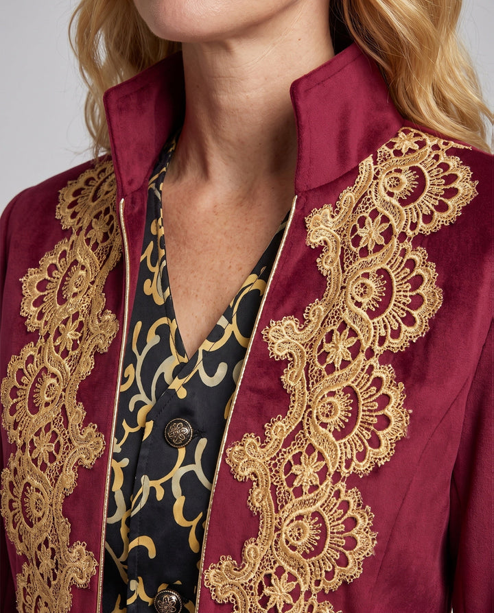 Dam elegant Gala jacka med intricate Gold mönster