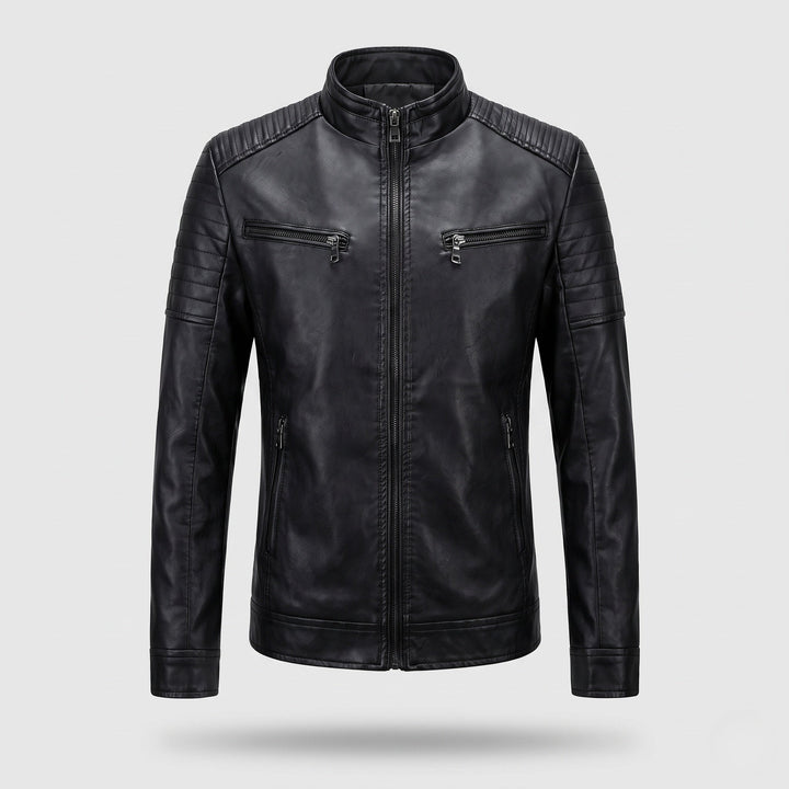 Herr Stilren Konstläder Jacka med Quiltad Detaljer 1788322149