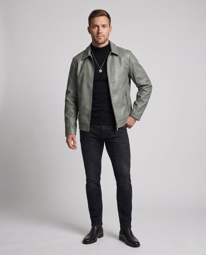 Herr Fashion Konstläder Jacka med Modern Detaljer