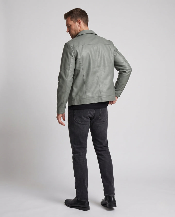 Herr Fashion Konstläder Jacka med Modern Detaljer