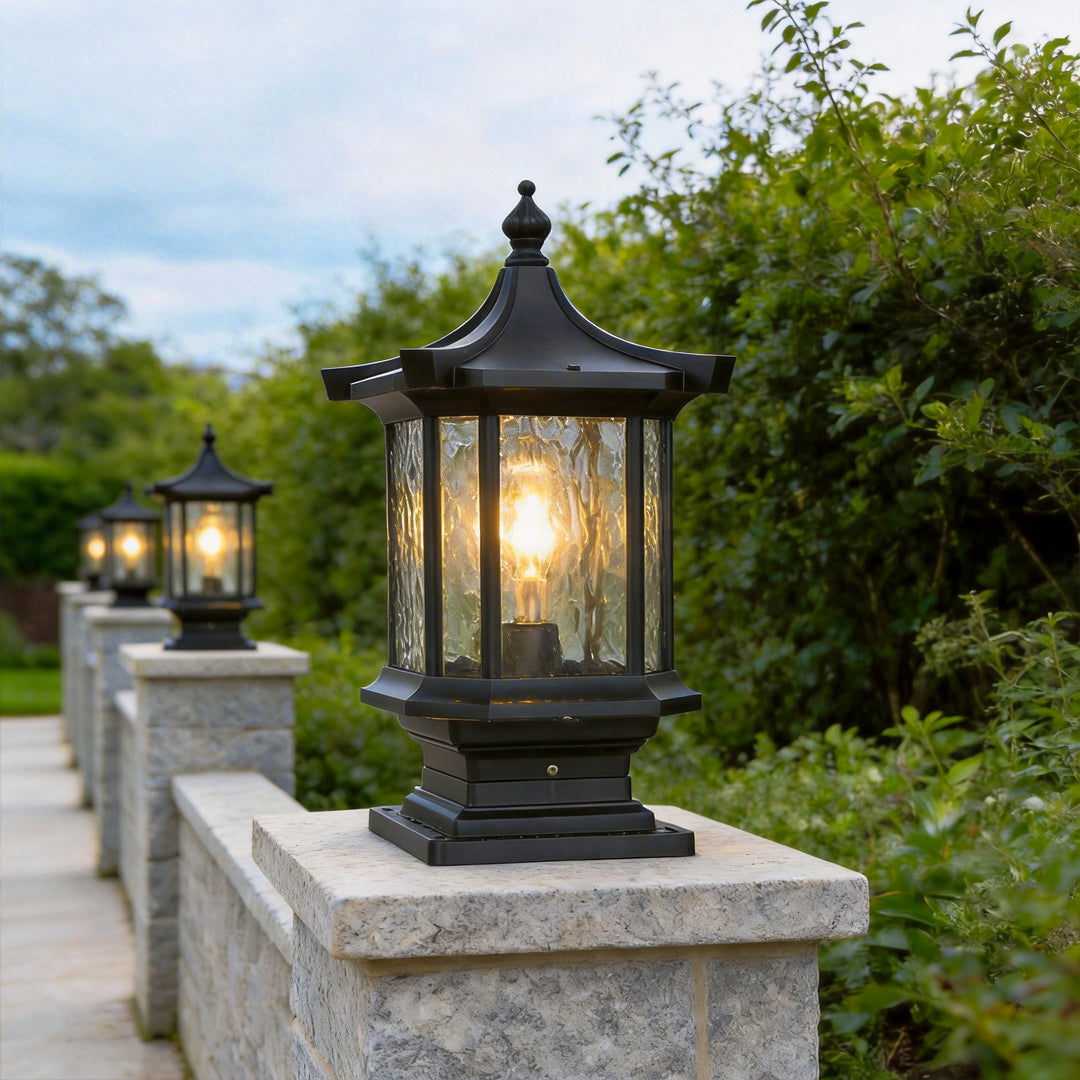 [Open-Box] Lantern Pelarlampor i Europeisk Stil Vintage Utomhus Pier Mount Lampa