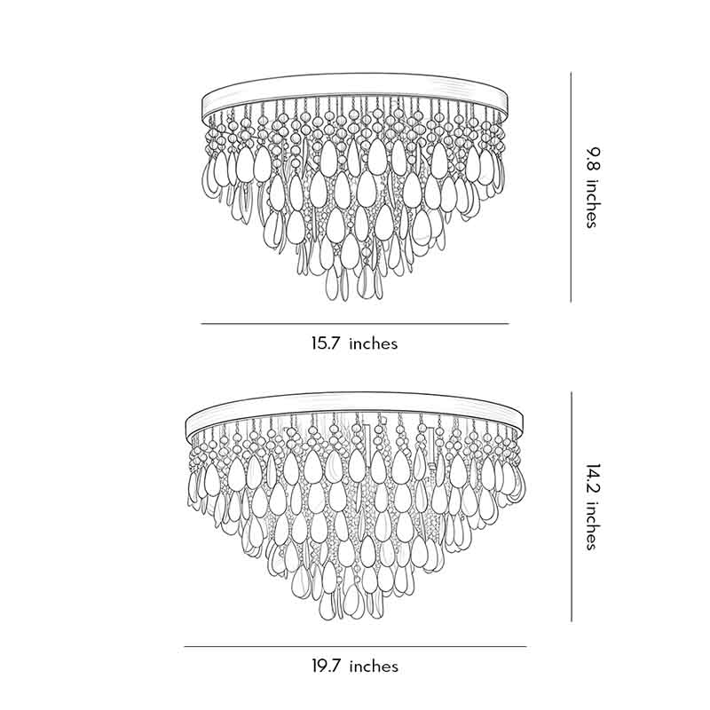 Skal Flush Mount Lampa Amerikansk Stil Kristall Taklampa