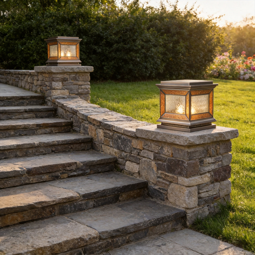 Solbelysning Pelare Modern Koppar Utomhus Grindbelysning