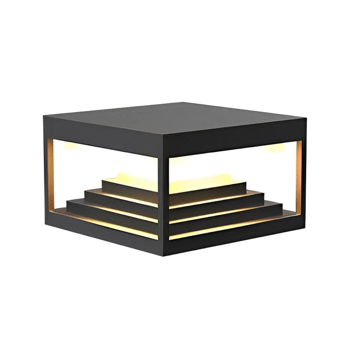 Fyrkantiga Pelarlampor Kreativ Vattentät Svart Modern Lampa