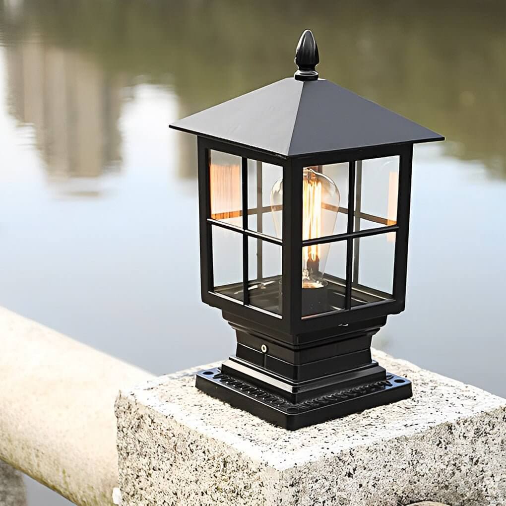 [Öppen Låda] Stenljuspelare Traditionell Svart Vattentät LED Lampa