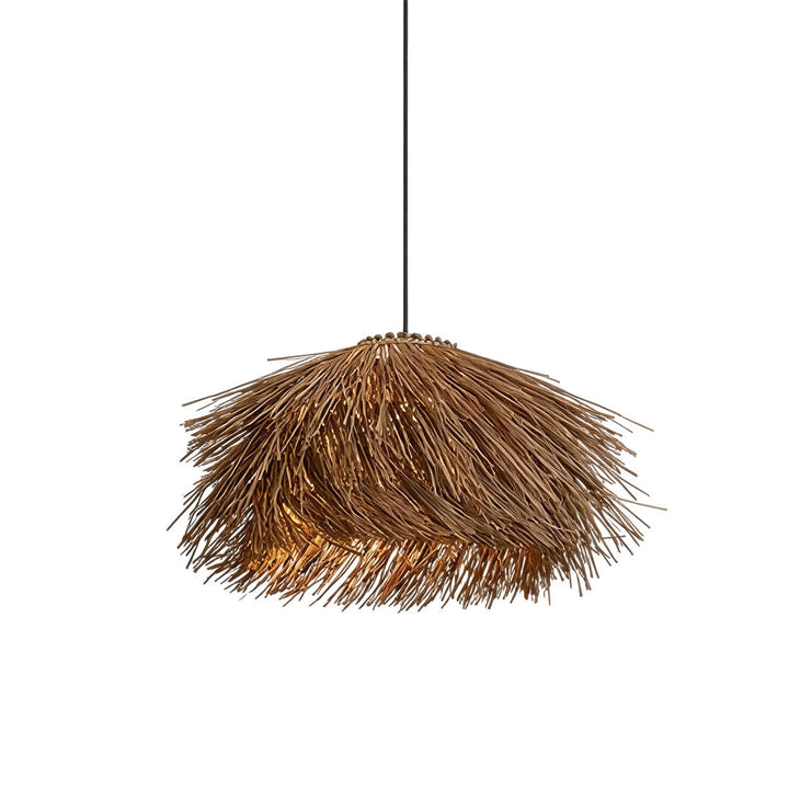 Hängande Lampa i Rå Straw Rustik Lantlig Rattan Taklampa