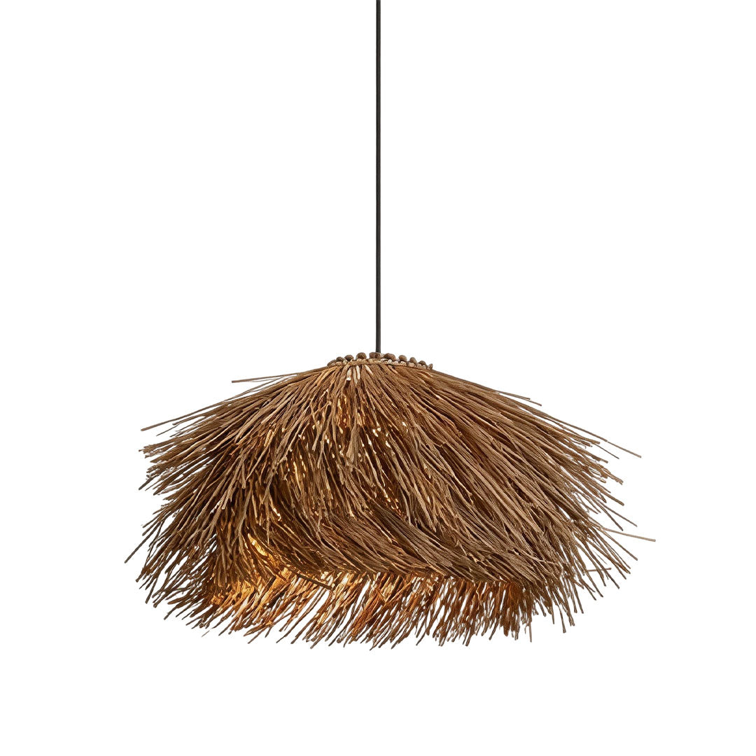 Hängande Lampa i Rå Straw Rustik Lantlig Rattan Taklampa