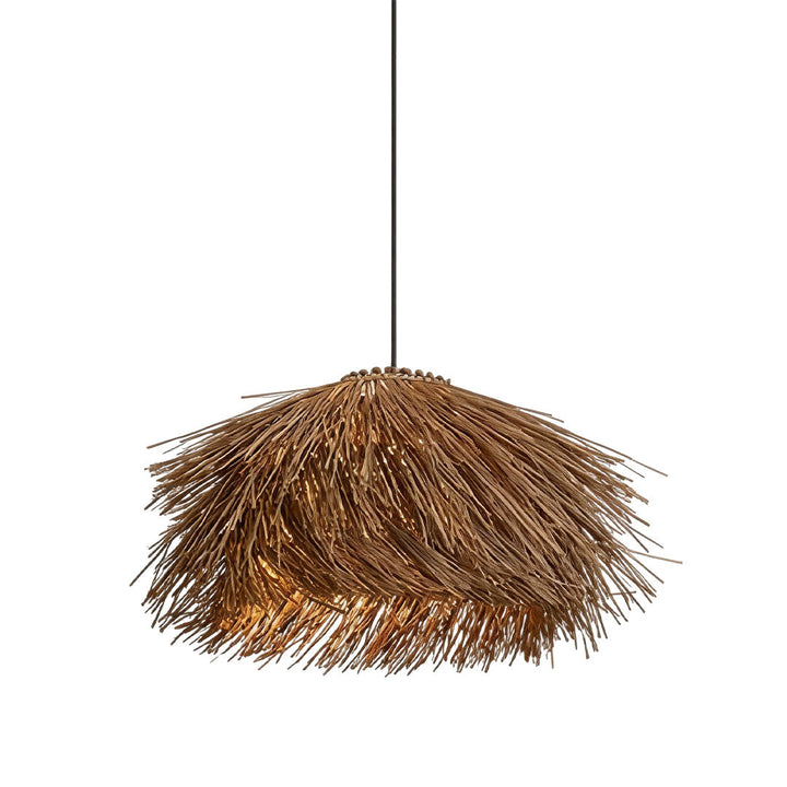 Hängande Lampa i Rå Straw Rustik Lantlig Rattan Taklampa