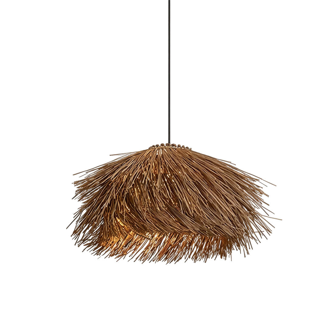 Hängande Lampa i Rå Straw Rustik Lantlig Rattan Taklampa