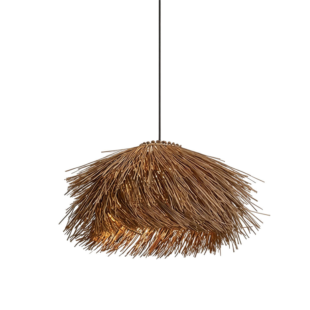 Hängande Lampa i Rå Straw Rustik Lantlig Rattan Taklampa