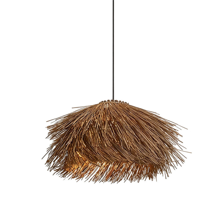 Hängande Lampa i Rå Straw Rustik Lantlig Rattan Taklampa