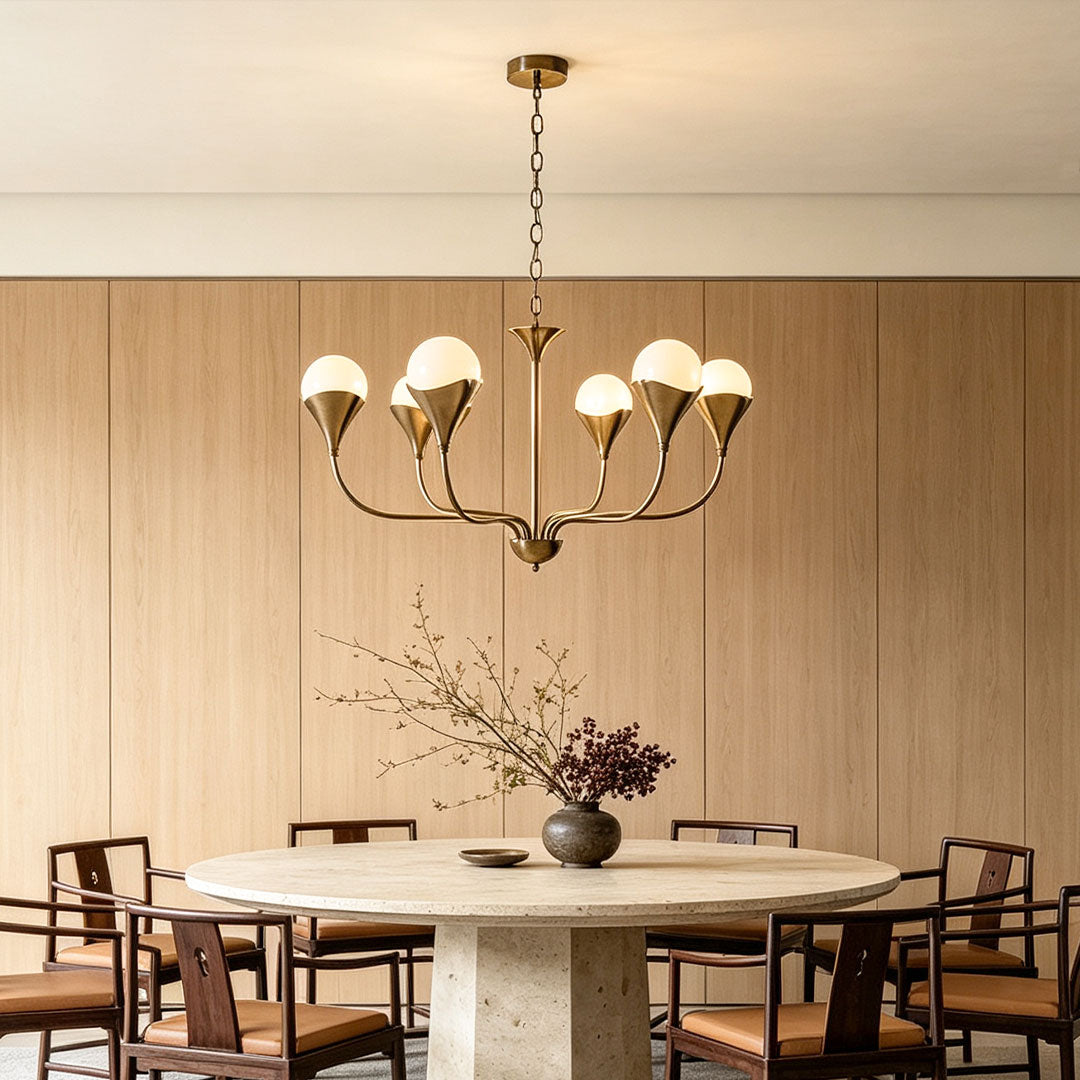 Vintage Italiensk Kandelaber Minimalistisk Koppar Taklampa