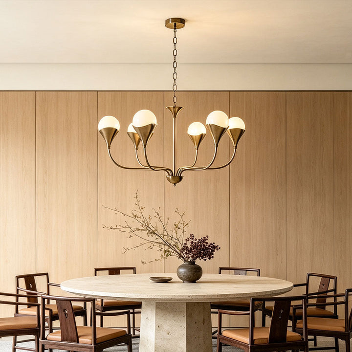 Vintage Italiensk Kandelaber Minimalistisk Koppar Taklampa