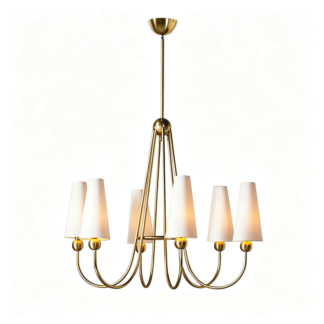 Vintage Solid Brass Chandelier American Fabric Ceiling Light