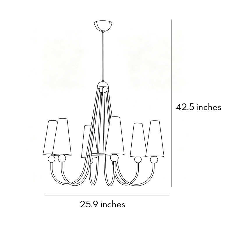 Vintage Solid Brass Chandelier American Fabric Ceiling Light