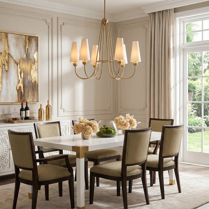 Vintage Solid Brass Chandelier American Fabric Ceiling Light