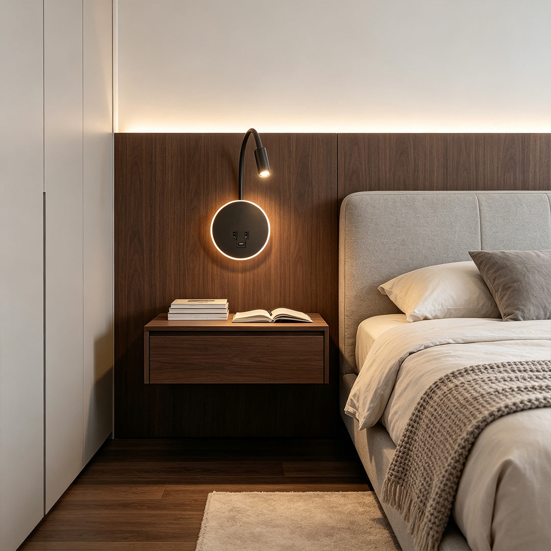 Väggmonterad Sänglampa Kreativ Lampa för Läsning i Metall