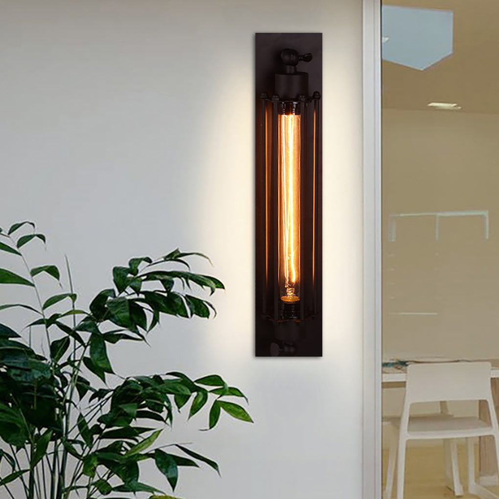[Öppen Låda] Vintage Industriell Vägglampa Svart Järn Linjär Lampa