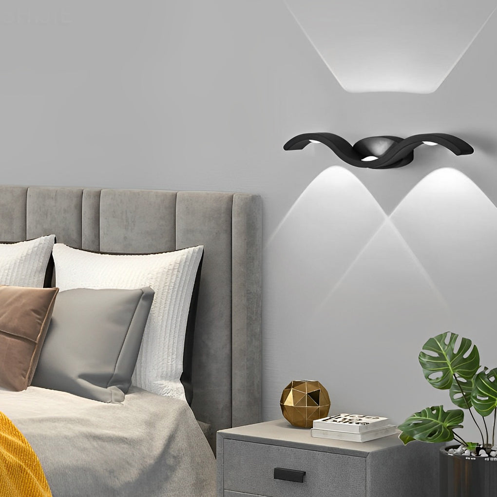 [Öppen-Box] Våg Vägglampa Utomhus Kreativ Upp-Ner LED Lampa