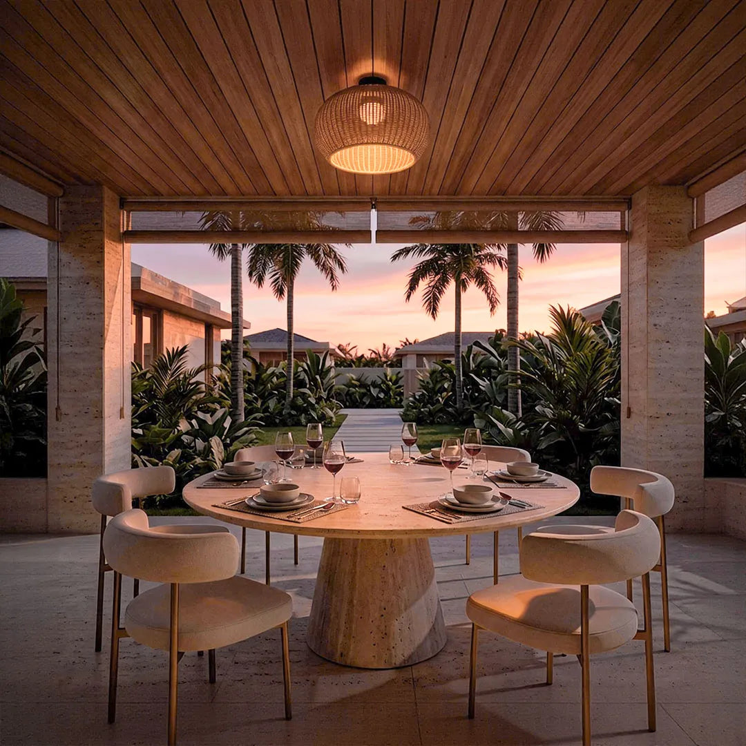 Vävd Taklampa Rattan Utomhus Vattentät Taklampa